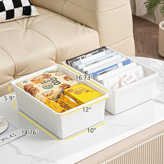 15 Quart high-end White multifunction storage box with lid，Stackable Plastic Boxes，with handle,Garage storage，home storage,Waterproof and moisture-proof.（white，2L）