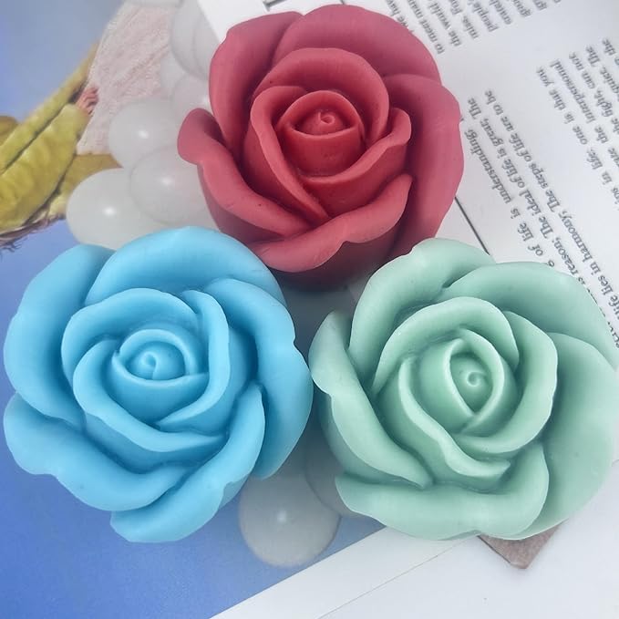 2PCS Flower Candle Molds, 3D Big Bloom Rose Molds, Flower Handmade Soap Moulds for Fondant Handmade Soap Lotion Bar Wax Casting Crayon Cake Ice Cream Clay Cake Decorating
