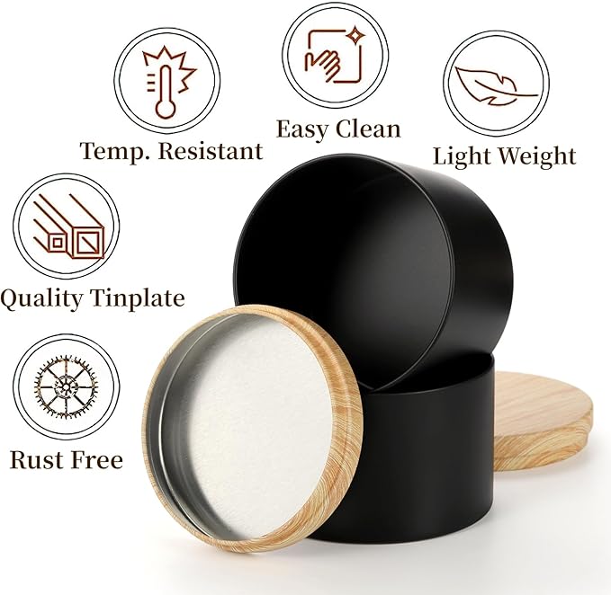 Pumtus 24 Pack 8 OZ Candle Tins, Matte Black Candle Container with Lids, Round Metal Jars for Making Candles, Bulk Empty Candle Vessel, Wax Mold Supplies, Gift Packaging Can for DIY, Storage, Gift