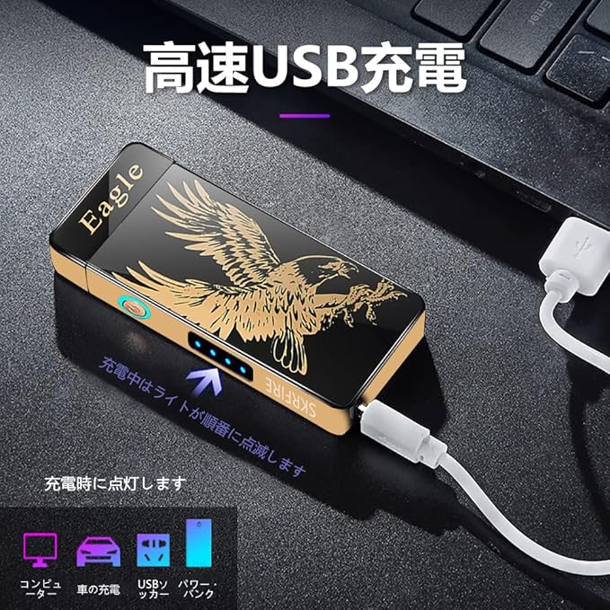 Electric Lighters Plasma Lighters Arc Flame Lighter USB Rechargeable Candle Lighter Butane-Free with LED Battery Indicator, Gift for Men (Flame)