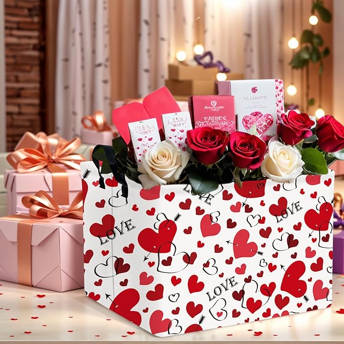 Valentine's Day Basket Gift for Empty Cute Heart Large Storage Bin for Kid and Baby Room Décor (Love Arrow Heart)