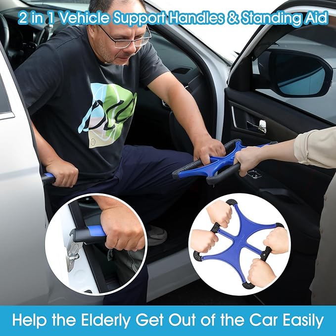 3-in-1 Mobility Independence Kit: Car Door Handle for Elderly, Car Handle Assist Support, Portable Liberty Lift Assist, Auto Grab Bar Cane Support Aid Help Seniors and Handicap Get Out of Vehicle