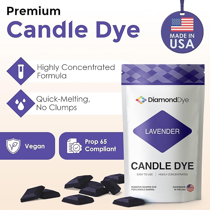 Lavender Candle Dye - Made in The USA - Premium Colorants - Highly Concentrated - Popular Colors for Paraffin or Soy Wax - Great for Professionals or Hobbyist - 25 Dye Chips