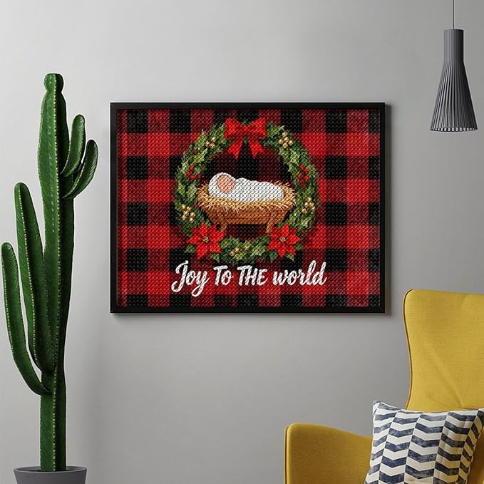 AIVKIEJK Diamond Painting Kits for Adults - Faith Christmas World Joy Painting DIY 5D Full Drill Diamond Dots Paintings with Diamonds Gem Art and Crafts Home Decor 12"x16"
