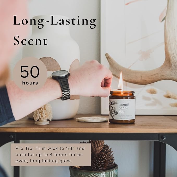 Broken Top Mount Bachelor Pure Soy Candle | 9 oz. | Plum, Cardamom & Amber 50-Hour Burn Time. Natural Cotton Wick, Vegan, No Parabens, No Phthalates