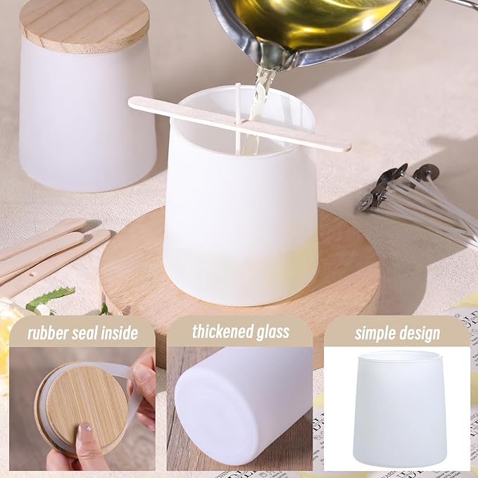 DARJEN 12 Pack Matte White Candle Jars for Making Candles- 9 OZ Empty Glass Candle Making Jars with Making Kits, Candle Making Supplies Candle Containers for Home DIY & GIFS