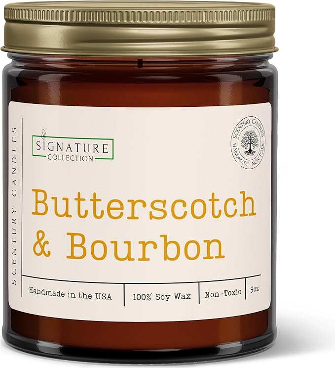 Butterscotch & Bourbon Scented Candle, Many Scents to Choose from, All Natural Non-Toxic Soy Wax, Handmade in The USA (Butterscotch & Bourbon)