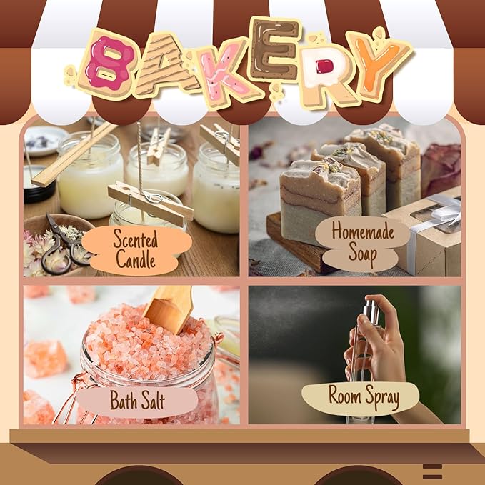 SALUBRITO Bakery Fragrance Oils Set, Premium Essential Oils Set for Candle, Soap Making, Diffuser - Pumpkin Pie, Chocolate Cupcake, Snickerdoodle, Gingerbread, Creamy Vanilla, Sugar Cookies