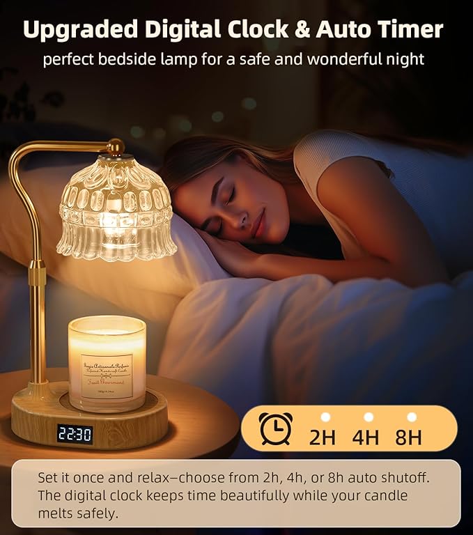 Candle Warmer Lamp with Timer | Adjustable Height & Dimmable | Base Control with GU10 Heating Bulb | Stylish Flameless Wax Melter for Large Jar Candles | Ideal Gift for Home Room Decor
