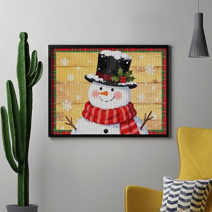AIVKIEJK Diamond Painting Kits for Adults - Festive Snowman Red Scarf Painting DIY 5D Full Drill Diamond Dots Paintings with Diamonds Gem Art and Crafts Home Decor 12"x16"