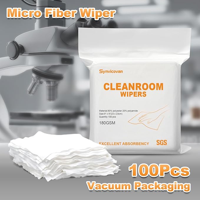 Microfiber Wipes 9"x9"(100 Pcs,Class 100, 200GSM) Superfine Lint Free Cloths Cleaning and Drying Cloths Reusable Ultra Absorbent for All Surface Types