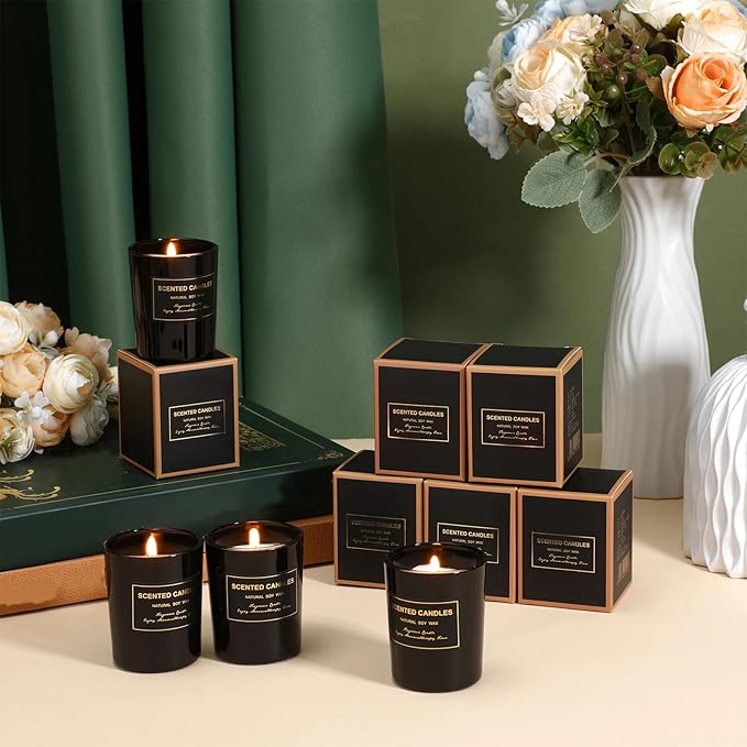 MTLEE 24 Pcs Candles for Home Scented Aromatherapy Jar Candle Gift for Women Bulk 8 Long Lasting Aromatherapy Jar Soy Wax Candle Gift for Christmas Birthday Employee(Classic Style,Fresh Scent)