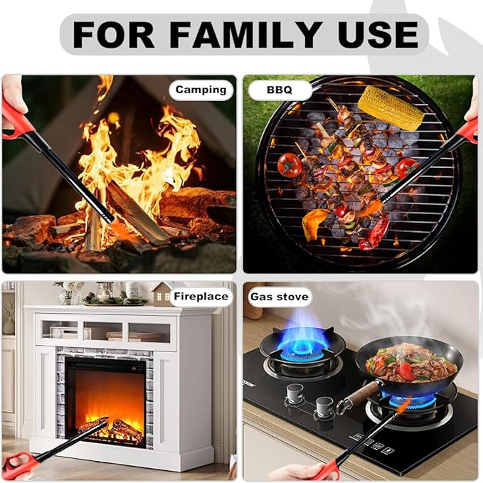 4 Pack Lighter Refillable Butane Lighters, Flexi-Wand Long Lighters for Candle Camping Fireplace Party BBQ Grill(Fuel Not Included)
