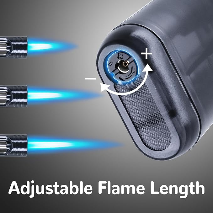 2 Pack Torch Lighter Mini Butane Multipurpose Utility Lighters with Wand Jet Flame Refillable Gas Lighters Pocket Lighter for Candle Camping BBQ Grill (Without Fuel) Assorted Colors