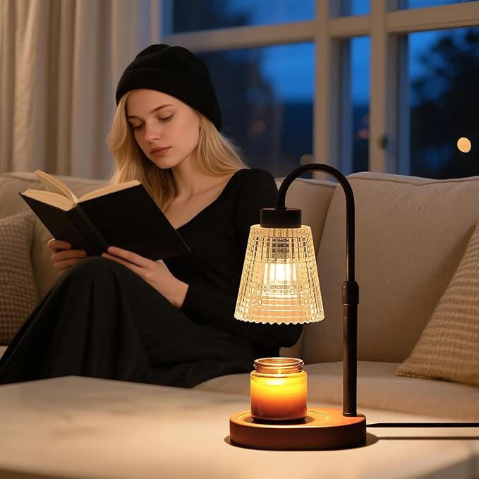 MEIXISUE Black Candle Warmer Lamp WithTimer and Dimmer,Fragrance Electric Wax Melt Warmer with 2 Bulbs,Scented Jar Lamp,Mother's Day/Birthday/Christmas Gifts for Mom/Wife,Home Decor,Adjustable Height