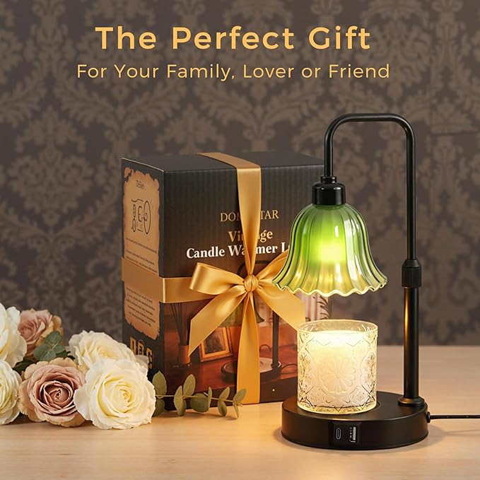 DomeStar Flower Candle Warmer Lamp, Adjustable Height Wax Melting Unique Lamp with Timer & Dimmer, Vintage Bedroom Decor for Scented Jar Candles - Ideal for Housewarming Birthday Valentine's Day Gifts