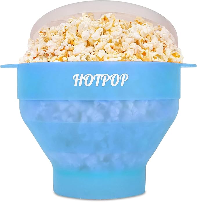 The Original Hotpop Microwave Popcorn Popper, Silicone Popcorn Maker, Collapsible Bowl BPA-Free and Dishwasher Safe- 20 Colors Available (Transparent Fresh Mint)