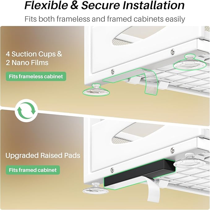 Under Sink Organizer, 2-Pack Pull Out Cabinet Organizer 2 Tier Metal Slide Out Storage Shelf Rack, L-Shaped Adjustable Height,Mesh Sliding Drawer for Kitchen, Bathroom, Laundry, Pantry, White, XL