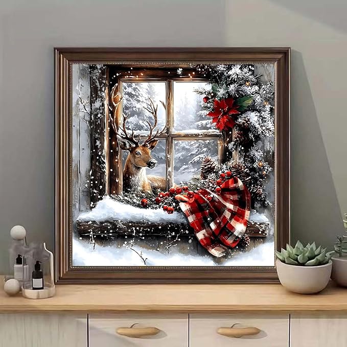 Diamond Art Kits for Adults, Christmas Diamond Painting Kits for Beginners, 5D Full Drill Gem Art Paint with Diamonds Dots Crafts Kits for Home Decor Gift 14x14inch