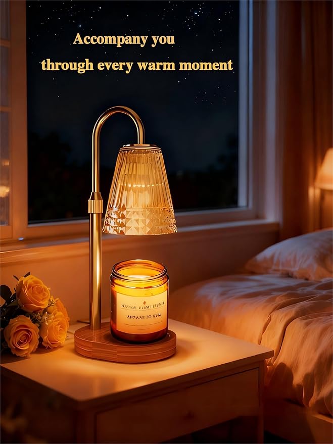 Candle Warmer Lamp with Dimmable Light & Timer, Adjustable Height Flameless Electric Wax Melter for Scented Jar Candles, Gifts for Women and Moms, Housewarming Birthday New Home Decor,Includes 2 Bulbs