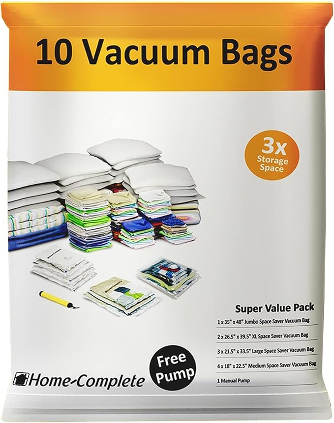 Vacuum Storage Bags-Space Saving Air Tight Compression-Shrink Down Closet Clutter, Store and Organize Clothes, Linens, Seasonal Items by Everyday Home