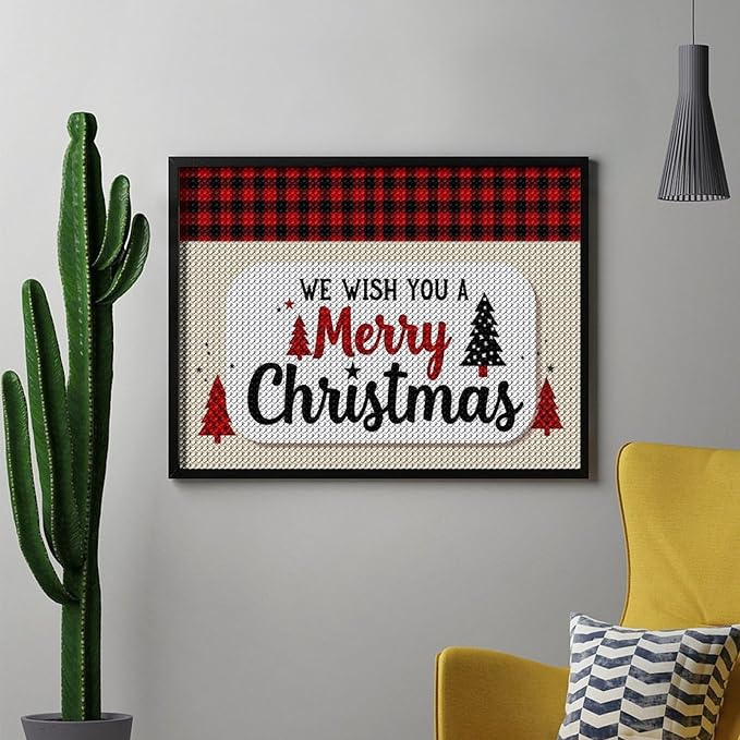 AIVKIEJK Diamond Painting Kits for Adults - Merry Christmas Welcome Painting DIY 5D Full Drill Diamond Dots Paintings with Diamonds Gem Art and Crafts Home Decor 12"x16"
