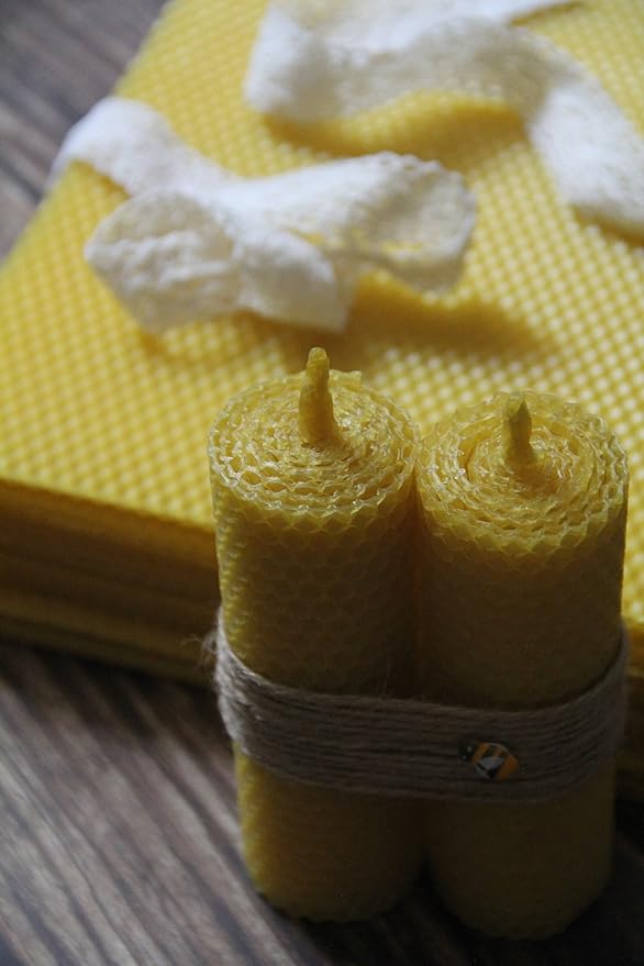 CraftersAvenue Beeswax Candle Making Kit - 16 Beeswax Sheets for Candle Making - Size 5 x 8 in - Make Your Own Rolled Candle - Candle Making Supplies - Yellow