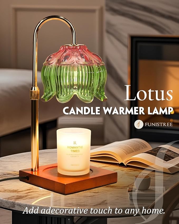 Flower Candle Warmer Lamp with Timer Dimmable, Adjustable Height Mothers Day Birthday Gifts for Women Mom House Warming Gifts New Home Bedroom Decor, Candle Warmer Light for Jar Candle Pink Green