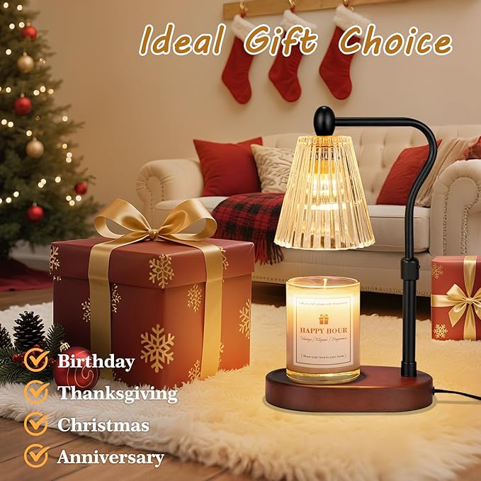 Candle Warmer Lamp, with Timer and Dimmer, Adjustable Height, Christmas Birthday Gifts for Women Mom, House Warming Gifts, Home Decor, Thanksgiving Decorations,Wax Warmer for Scented Jar Candles
