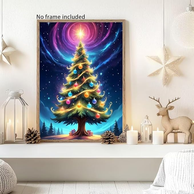 QZOTRXI Christmas Tree Diamond Painting Kits for Adults - Magic Christmas Tree Diamond Art DIY 5D Full Round Drill Crystal Rhinestone Arts and Crafts for Home Wall Decor 12x16 Inch