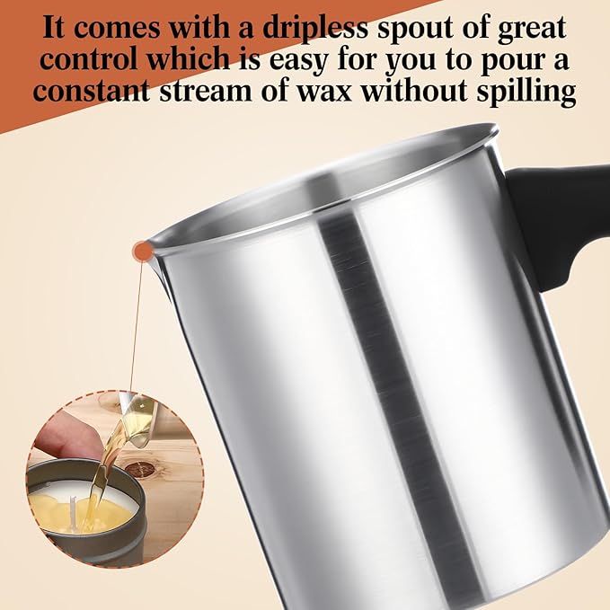 Ziliny 4 Pcs Candle Making Pouring Pot Wax Pouring Pitcher with Dripless Spout and Heat Resisting Handle Aluminum Wax Melter for Christmas DIY Candle Making Kits Gift (1.2 L)