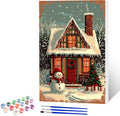 NAIMOER Christmas Snowman Paint by Numbers Kits for Adults Beginner with Wooden Framed, Color by Numbers on Canvas Painting Kits for Adults, Easy Paint DIY Acrylic for Home Wall Decor 8X12 Inch