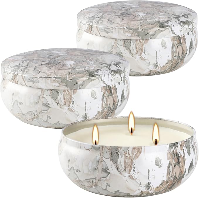 Citronella Candles Outdoor, 3 Pack 12oz Large Candle 3-Wick Natural Soy Wax Summer Scented Natural Set Soy Wax with 240 Hour Burn Time Outdoor Indoor Candles for Garden Yard Camping