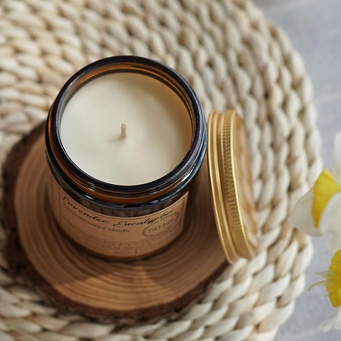 Lavender Eucalyptus Candles for Home Scented - Aromatherapy Candles for Women Relaxation Anxiety Stress Relief Claming Candles Gifts for Birthday Christmas Soy Wax Candle (2pk | 16oz)