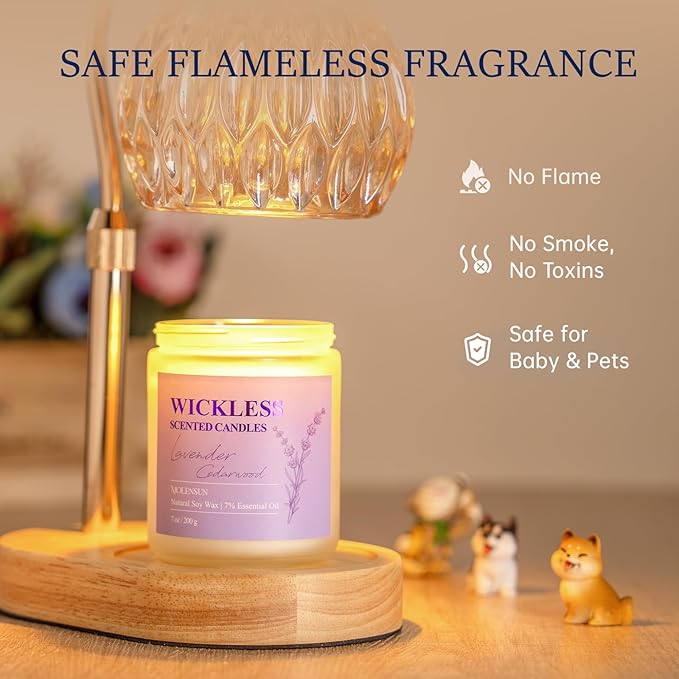 Lavender Cedarwood Wickless Candle for Candle Warmer Lamp with 10ml Essential Oil for Custom Aroma, Flameless Non-Toxic Soy Scented Candle for Home, Valentine Holiday or Birthday Gift for Women & Men