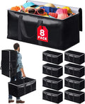 StoreHappily Heavy-Duty & Extra Capacity Moving Bags with Backpack Straps, Storage Totes with Double Zipper & Strong Handles, Packing Bags Alternative to Moving Boxes, Moving Supplies (8 Pack, Black)