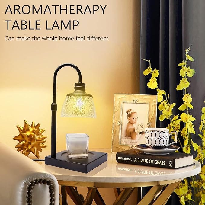 Candle Warmer Lamp, Auto Shut Off with Timer Control, Brightness Heat Level Control with Dimmable Switch, Height Adjustable Top-Down Candle Melting with 2 Bulbs(White)