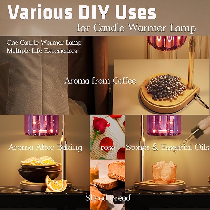IN HAPPY Purple Candle Warmer Lamp with Timer and Dimmer, Electric Adjustable Candle Lamp Warmer, Birthday Gifts for Women, Mothers Day Gifts for Mom, Wax Warmer Lamp for Jar Candles with 2 Bulbs