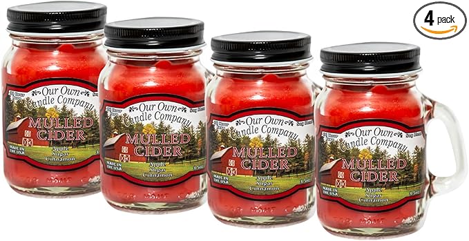 Mulled Cider Scented Mini Mason Jar Candle by Our Own Candle Company, 3.5 Ounce (4 Pack)