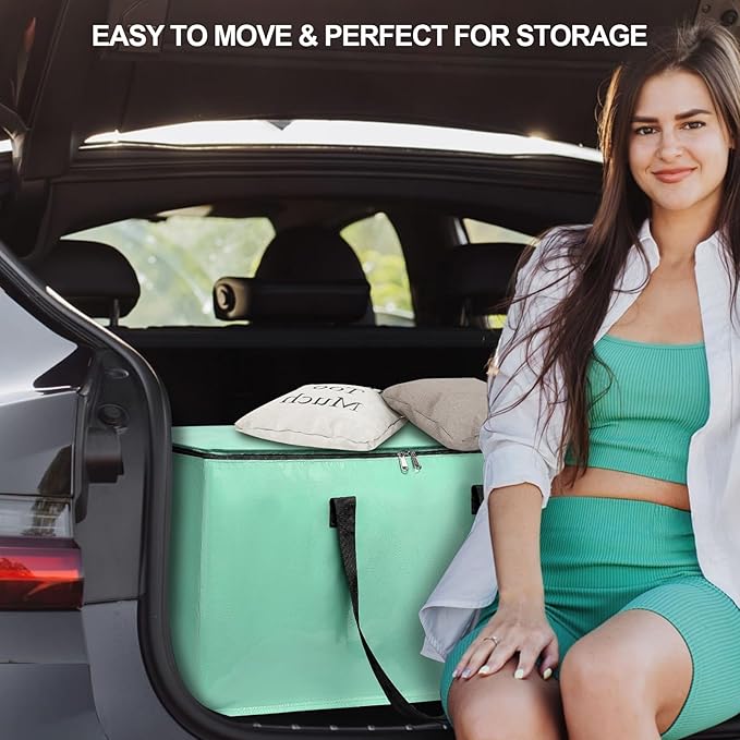 Moving Bags Heavy Duty Mint Green – Large Packing Bags for Moving, Extra Large Storage Totes with Zippers and Handles