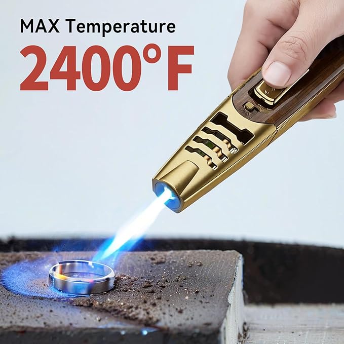 Torch Lighter, Butane Lighter, Adjustable Big Jet Flame Butane Torch, Windproof Refillable Gas Long Torch Lighter with Safety Lock for Candle Grill Camping BBQ Kitchen Soldering, Gas Not Included