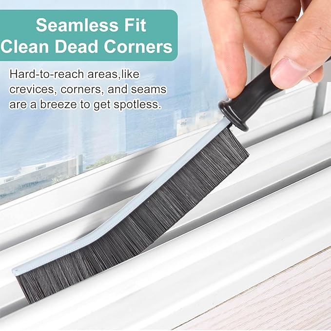 Hard Bristle Crevice Cleaning Brush - Multifunctional Gap Cleaning Brush, Cleaning Tools for Household Use, Home, Kitchen, Bathroom, Window, Vehicle, Faucets, Toilet, Grout (Black Handles)