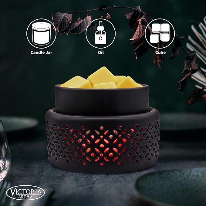 VICTORIA AROMA Ceramic Wax Melt Warmer - 7 Colors Changing LED Light Candle Wax Warmer for Scented Wax, Electric Fragrance Wax Melter for Home, Office, Bedroom Decor, and Gifts
