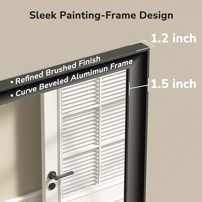 USHOWER Black Bathroom Mirrors for Over Sink 24x36 Inch, Metal Framed Rectangle Vanity Mirror for Wall, Bedroom, Living Room, Entryway, Farmhouse, Anti-Rust, HD Tempered Glass, Horizontal/Vertical