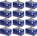 CHVEGLUZ 12 Packs Moving Bags Heavy Duty Extra Large,Storage Bags with Zipper&Handles, Sturdy&Durable Clothes Storage Bags Totes for College Dorm Essentials, Moving Boxes for College Supplies, Blue