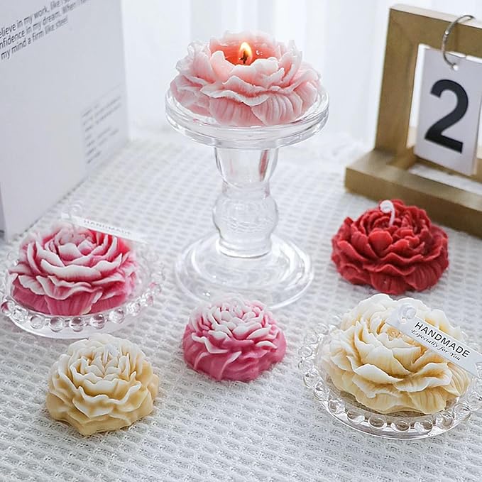 MGLIFEUL 2Pcs Peony Silicone Candle Flower Wax Mold Silicone for Candles Resin Making Molds Moldes De Silicona para Hacer Velas Artesanales De Silicona,for Making Mothers Day Gifts for Mom Daughter