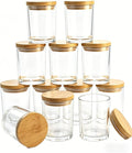 GLATABAM 7 OZ Candle Jars 12 Pack - Bulk Glass Candle Making Jars with Bamboo Lids & Labels, Heat Resistant Empty Reusable Candle Vessel for Containers(Clear)
