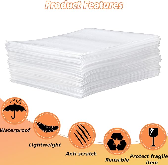 100 Pack 12'' x 16'' Cushion Foam Pouches, Moving Supplies for Dishes, Packing Materials for Dishes & Cups, Glass Packing Paper and Plate Protectors for Moving(300x400x0.5MM)