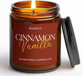 Cinnamon Vanilla Candle for Home Scented| Organic Soy Non Toxic Candles| Long Clean Burning Aromatheraphy Jar Candel for Women Men for Autumn,Winter, Halloween,Thanksgiving,Relaxing| 9oz
