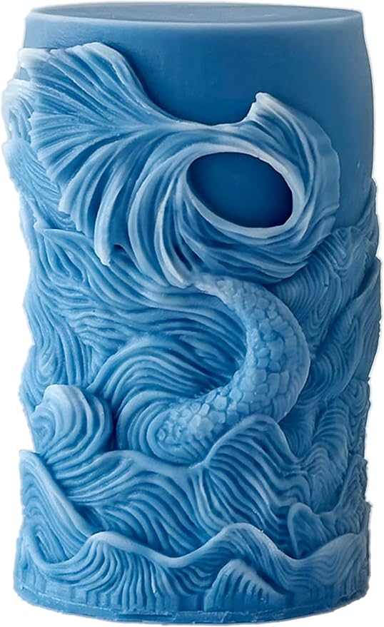 Ocean Animal Cylinder Candle & Resin Mold - Resin Casting Silicone Molds for Home Decor & Candle Making Wave Spiral Mold